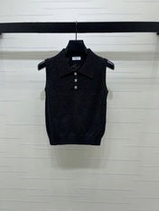 CHANEL 26S SLEEVELESS KNIT POLO TOP 1338