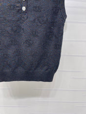 CHANEL 26S SLEEVELESS KNIT POLO TOP 1338