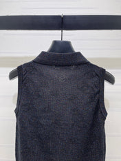 CHANEL 26S SLEEVELESS KNIT POLO TOP 1338