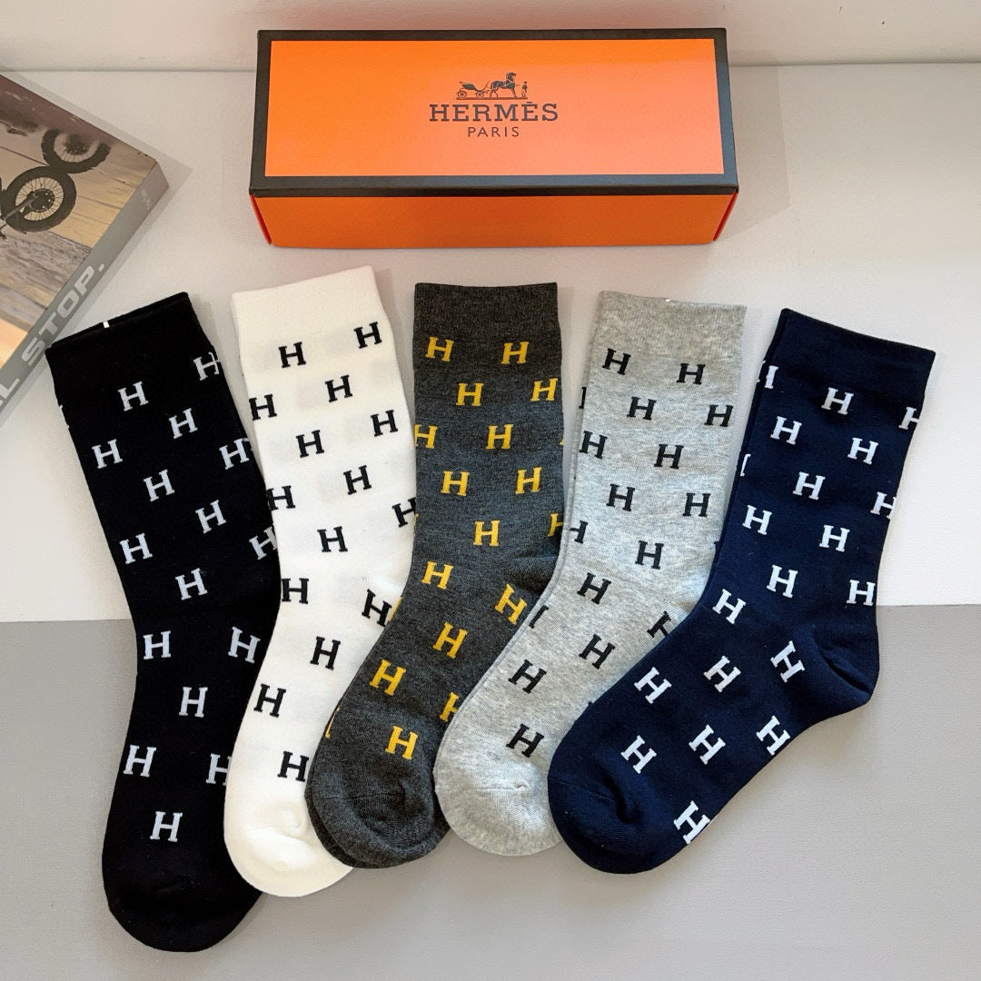 HERMES 26S CREW SOCKS 558896 (1 BOX)