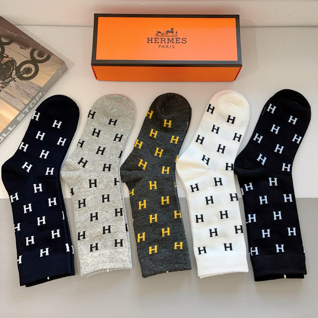 HERMES 26S CREW SOCKS 558896 (1 BOX)