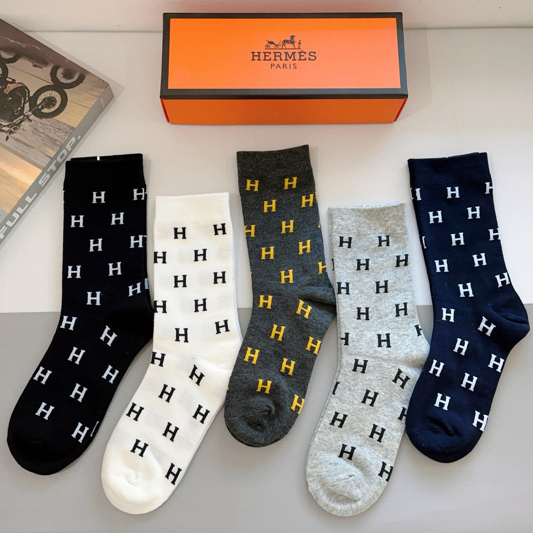 HERMES 26S CREW SOCKS 558896 (1 BOX)