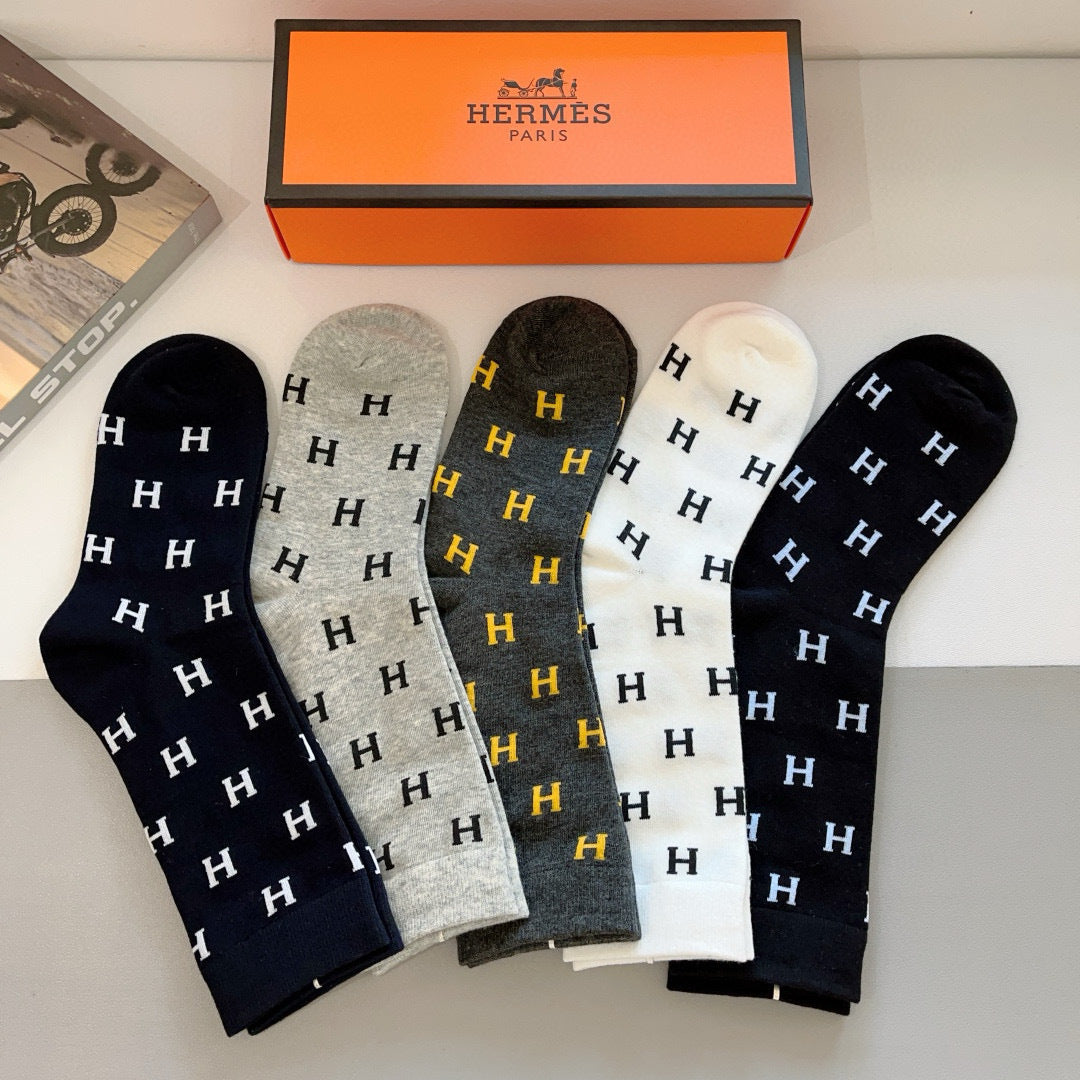 HERMES 26S CREW SOCKS 558896 (1 BOX)