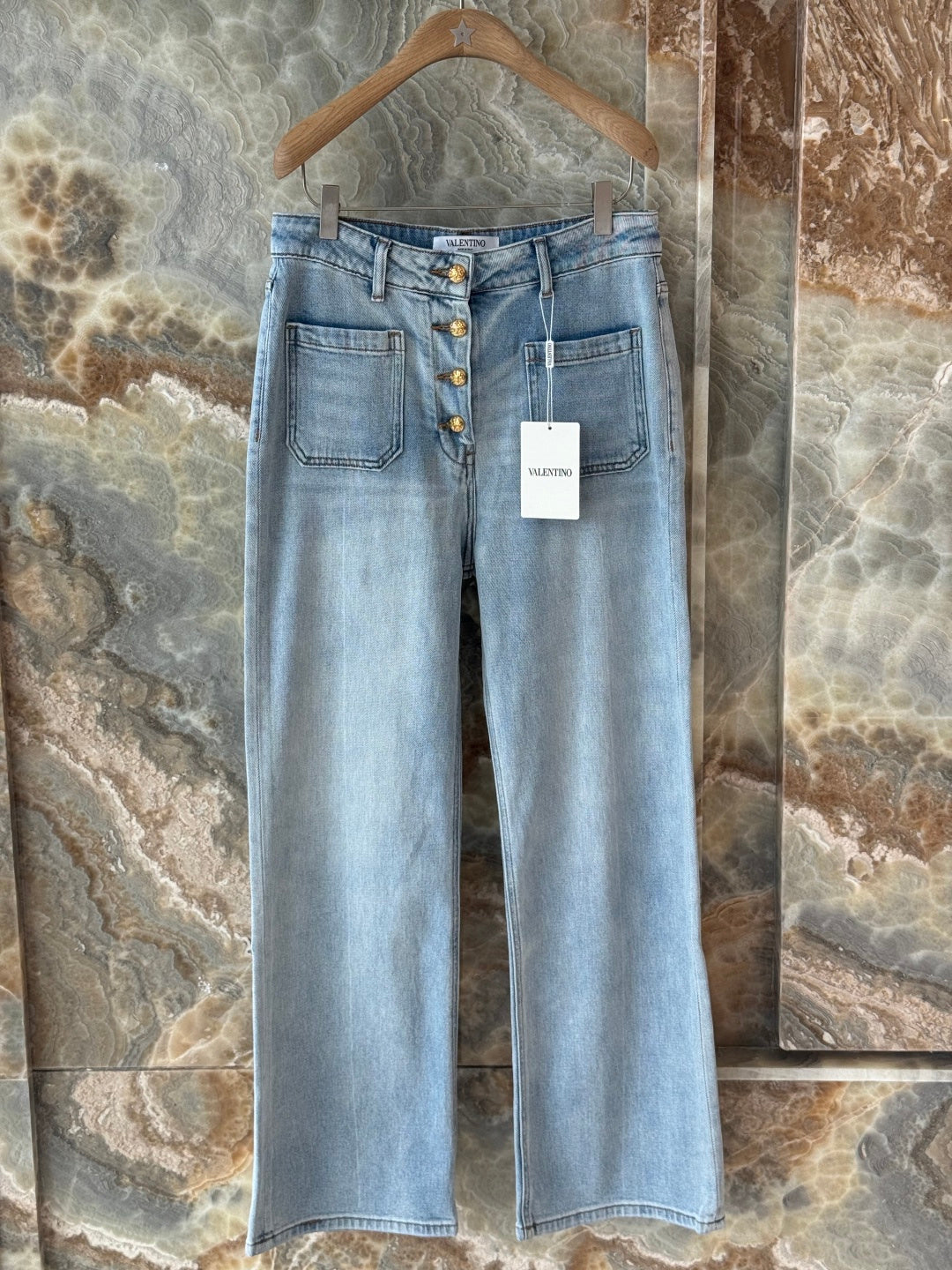 VALENTINO 26S HIGH-WAIST WIDE-LEG JEANS 457