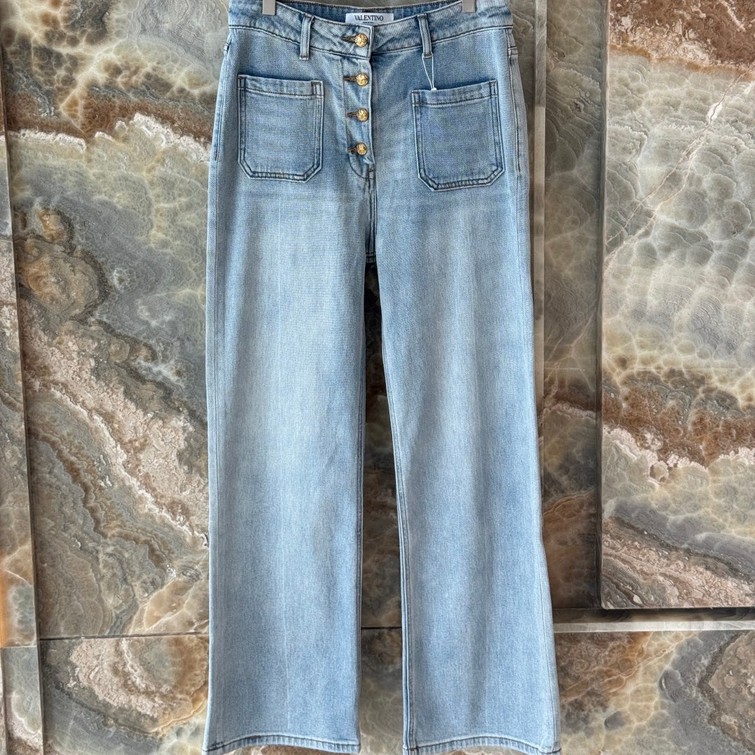VALENTINO 26S HIGH-WAIST WIDE-LEG JEANS 457