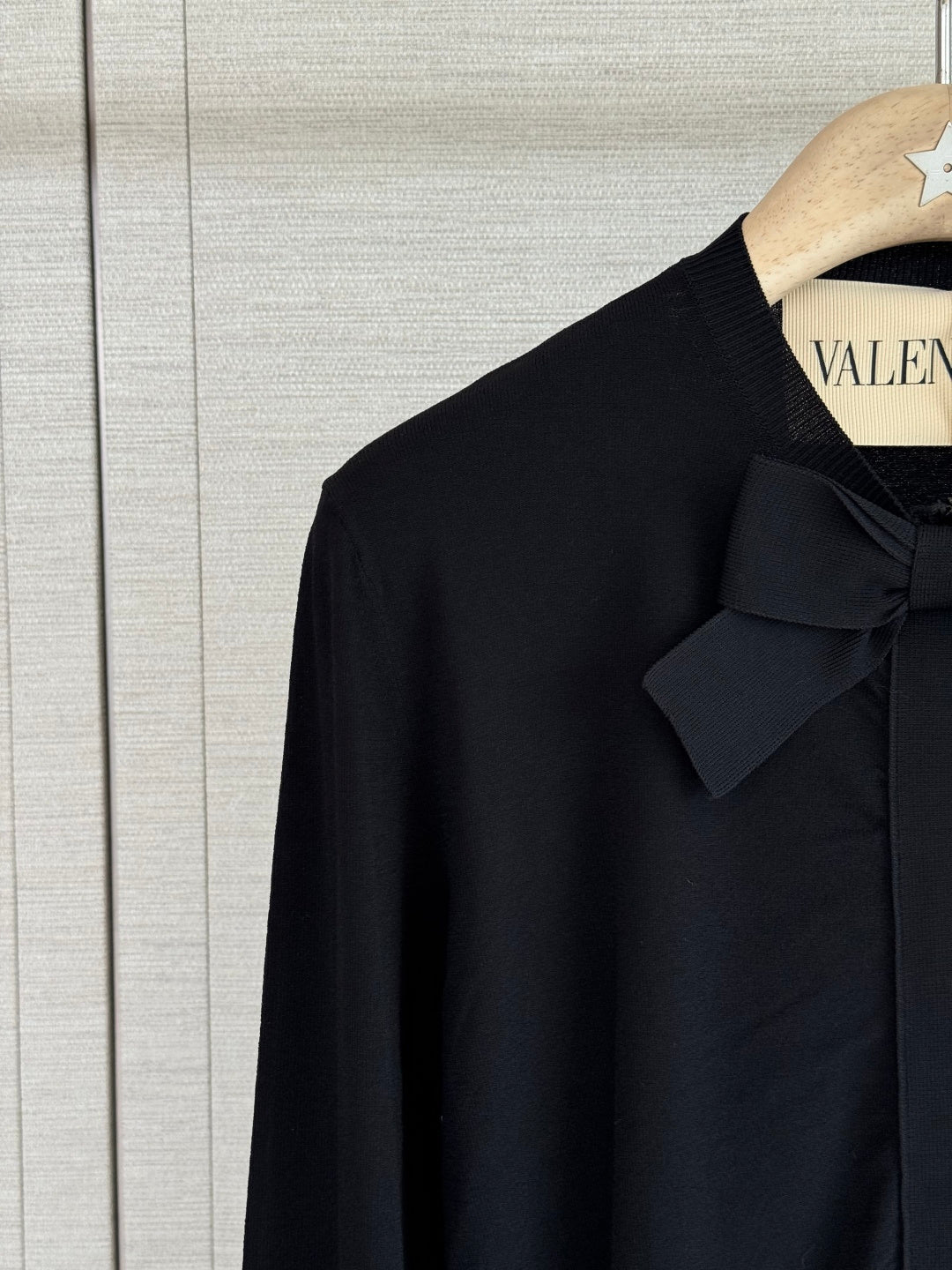 VALENTINO 26S BOW-DETAIL LONG-SLEEVE TOP 370