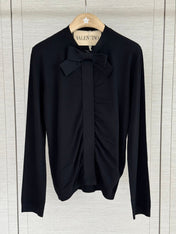 VALENTINO 26S BOW-DETAIL LONG-SLEEVE TOP 370