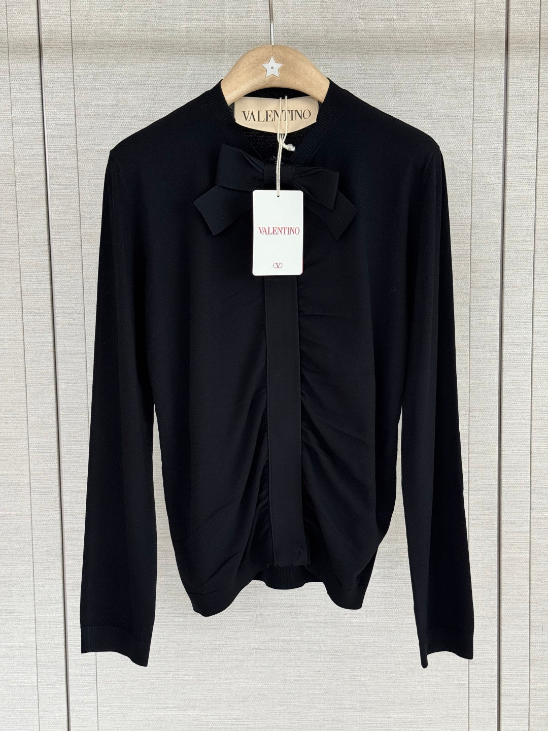 VALENTINO 26S BOW-DETAIL LONG-SLEEVE TOP 370