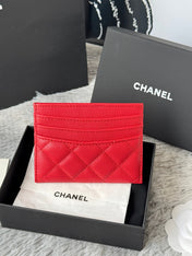 CHANEL 25S CARD HOLDER 11 IN VIVID RED CAVIAR GOLD HARDWARE