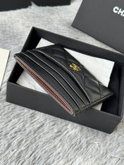 CHANEL 25S CARD HOLDER 11 IN BLACK LAMBSKIN GOLD HARDWARE