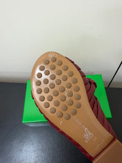 BOTTEGA VENETA 26S BRAIDED STRAP SANDALS IN RED LAMBSKIN