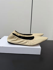 THE ROW 26S POINTED TOE BALLET FLATS IN BUTTER BEIGE LAMBSKIN