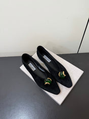 JIMMY CHOO 26S BALLET FLATS IN BLACK SUEDE