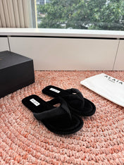 ALAIA 26S THONG SANDALS IN BLACK VELVET
