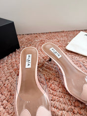 ALAIA 26S MULE HEELS IN NUDE PINK LAMBSKIN AND TRANSPARENT PVC