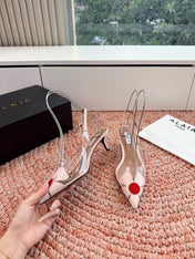 ALAIA 26S SLINGBACK HEELS IN NUDE PINK LAMBSKIN AND TRANSPARENT PVC