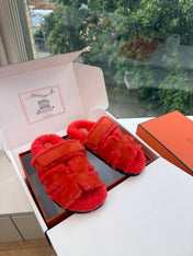 HM 26S SANDAL IN ORANGE RED WOOL AND SUEDE