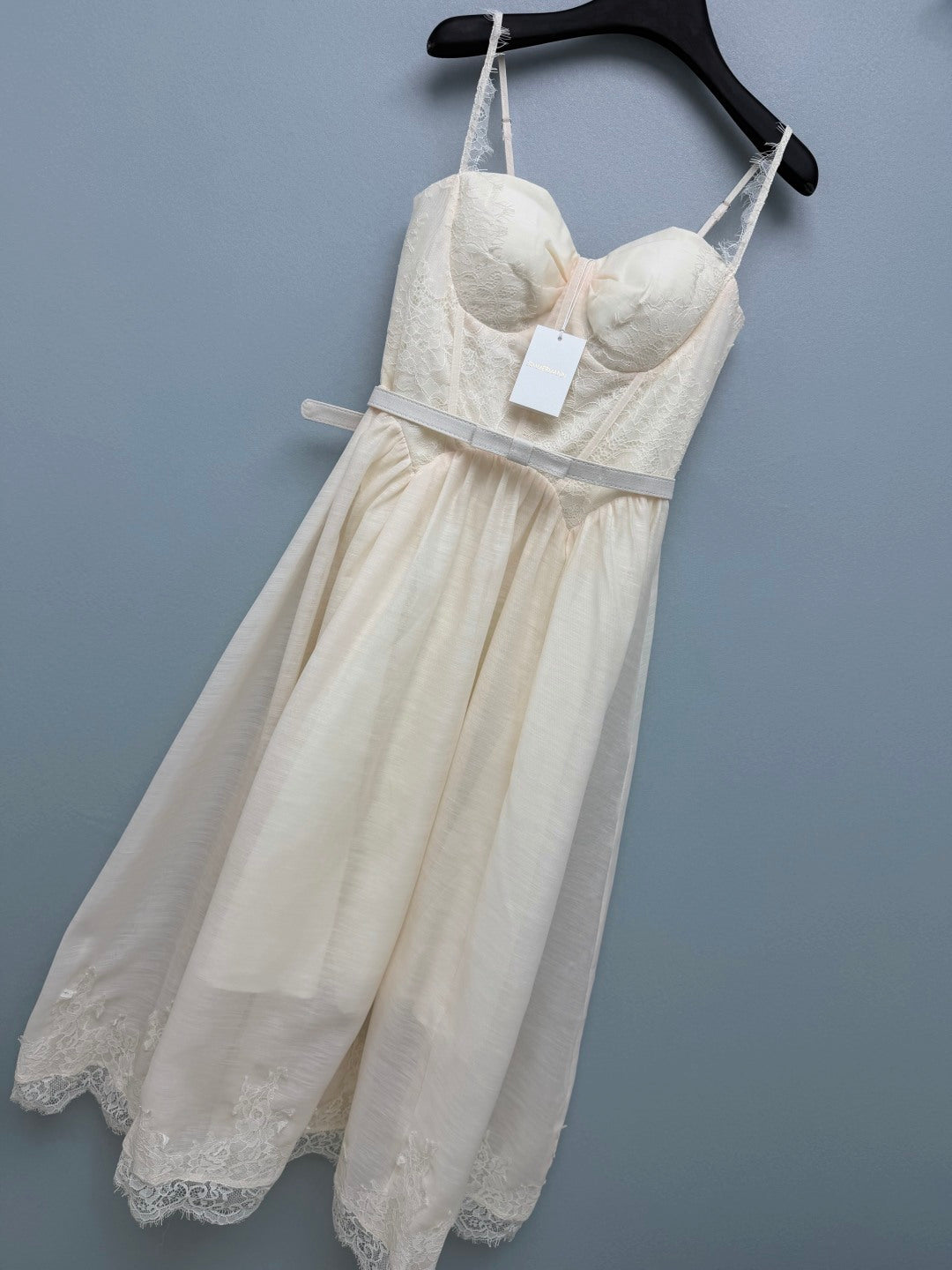 ZIMMERMANN 26S LACE-TRIM CORSET MIDI DRESS 319