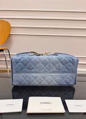 CHANEL 25S HOBO BAG 30 IN BLUE DENIM WITH GOLD HARDWARE