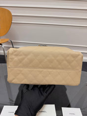 CHANEL 25S HOBO BAG 40 IN GOLDEN BEIGE CAVIAR WITH GOLD HARDWARE