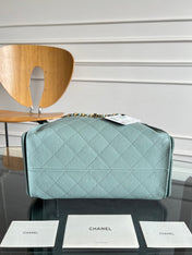 CHANEL 25S HOBO BAG 30 IN SOFT TEAL BLUE CAVIAR WITH GOLD HARDWARE