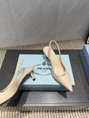 PRADA 26S POINTED TOE SLINGBACK HIGH HEELS 55MM IN NUDE SHEEPSKIN