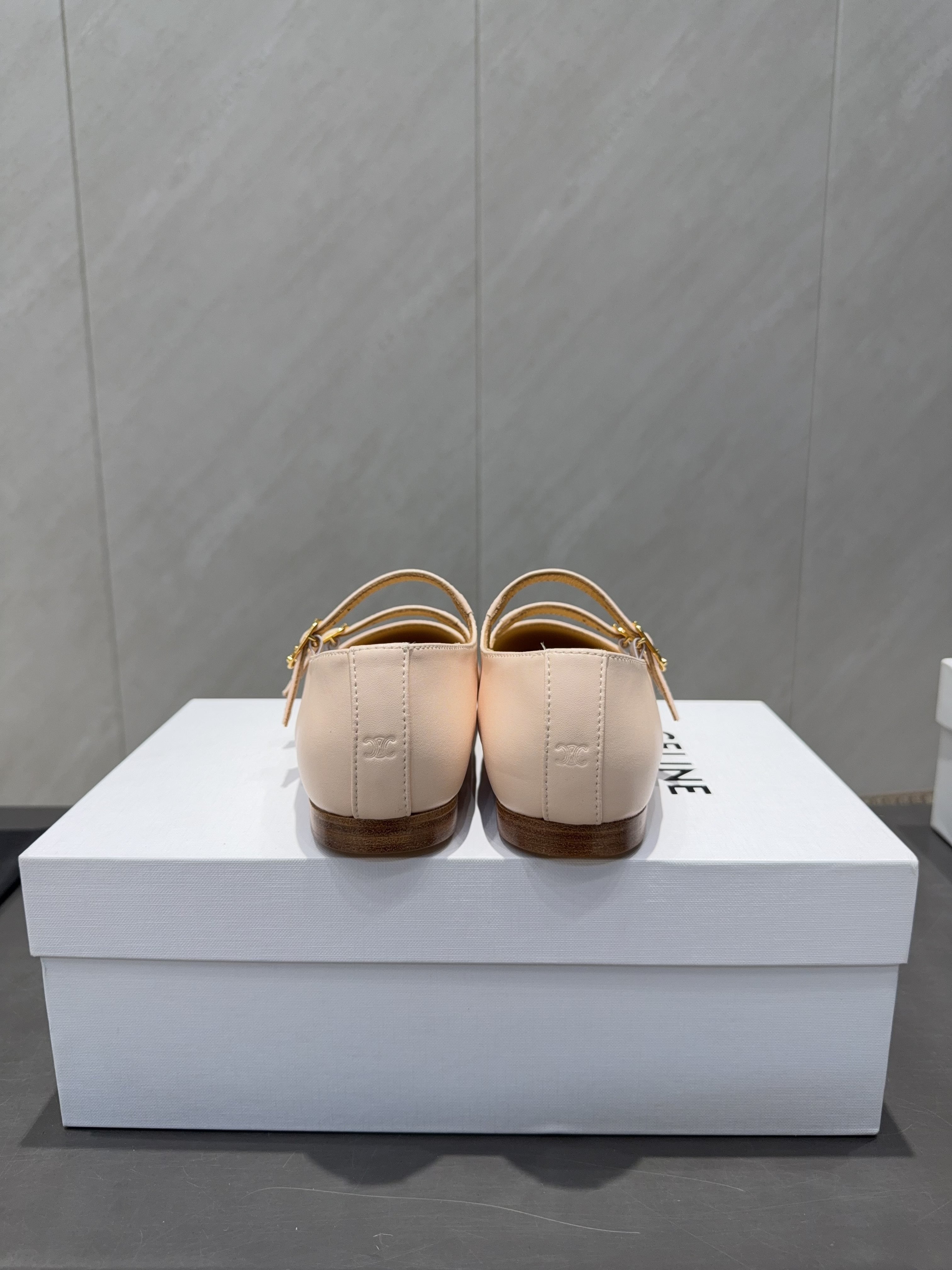 CELINE 26S BALLET FLATS IN BEIGE CALFSKIN
