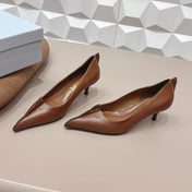 PRADA 26S POINTED TOE HIGH HEELS 55MM IN BROWN CALFSKIN