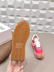 LOEWE 26S FLOW RUNNER SNEAKER IN DUSTY PINK SUEDE AND WHITE CALFSKIN