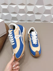 LOEWE 26S FLOW RUNNER SNEAKER IN BLUE AND NUDE SUEDE AND WHITE CALFSKIN