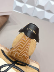 LOEWE 26S FLOW RUNNER SNEAKER IN TAN BROWN SUEDE AND BLACK CALFSKIN