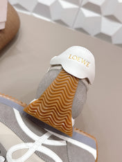 LOEWE 26S FLOW RUNNER SNEAKER IN DARK GRAY SUEDE AND WHITE CALFSKIN