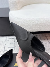 ALAIA 26S HEELED MULES 65 MM IN BLACK SATIN