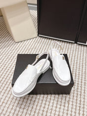 CHANEL 26S SLINGBACK LOAFERS IN WHITE GLOSSY CALFSKIN