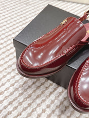 CHANEL 26S SLINGBACK LOAFERS IN DARK RED GLOSSY CALFSKIN
