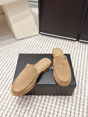 CHANEL 26S LOAFER MULES IN LIGHT BROWN SUEDE