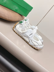 BOTTEGA VENETA 26S ORBIT FLASH MARY JANE IN SILVER AND WHITE BREATHABLE MESH