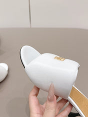 LOEWE 26S MULE HEELS 45MM IN WHITE LAMBSKIN GOLD HARDWARE