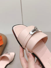HM 26S GIULIA SANDAL IN LIGHT PINK CALFSKIN SILVER HARDWARE