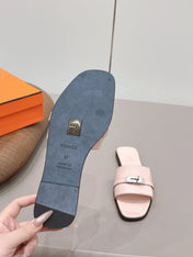 HM 26S GIULIA SANDAL IN LIGHT PINK CALFSKIN SILVER HARDWARE