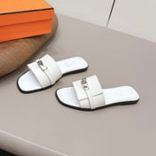 HM 26S GIULIA SANDAL IN WHITE EPSOM CALFSKIN SILVER HARDWARE