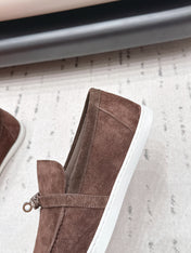 HM 26S KELLY PARIS LOAFERS IN DARK BROWN SUEDE SILVER HARDWARE