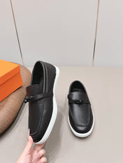 HM 26S KELLY PARIS LOAFERS IN BLACK CALFSKIN BLACK HARDWARE
