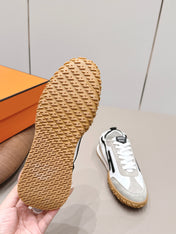 HM 26S BOUNCING SNEAKERS IN WHITE CALFSKIN AND LIGHT GREY BLACK SUEDE