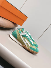 HM 26S BOUNCING SNEAKERS IN GREEN NYLON AND SUEDE