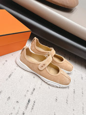 HM 26S KICHU BALLET FLAT IN LIGHT BROWN SUEDE