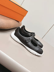 HM 26S KICHU BALLET FLAT IN BLACK CALFSKIN
