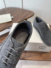 LOEWE 26S FOLIO DERBY SHOES IN DARK GRAY SUEDE