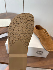 LOEWE 26S FOLIO DERBY SHOES IN DARK BROWN SUEDE
