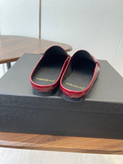 YSL 26S LOAFER MULES IN DARK RED CALFSKIN